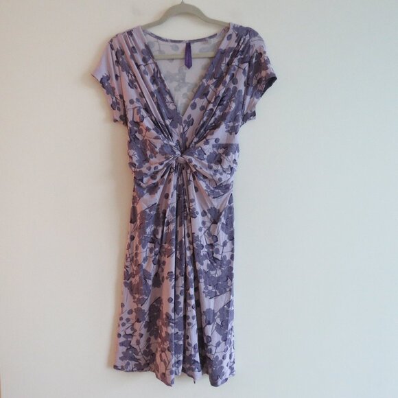 SERAPHINE Lavender Blossom Knot Front Maternity Dress Floral Stretch Size US 6 - Picture 2 of 13